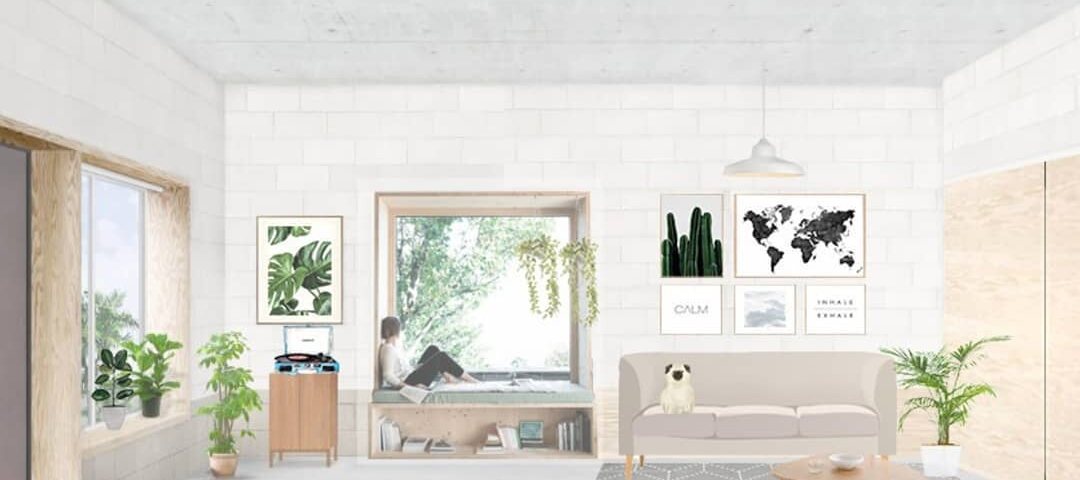 Living: collage de propuesta de interiorismo de Estudio Sur